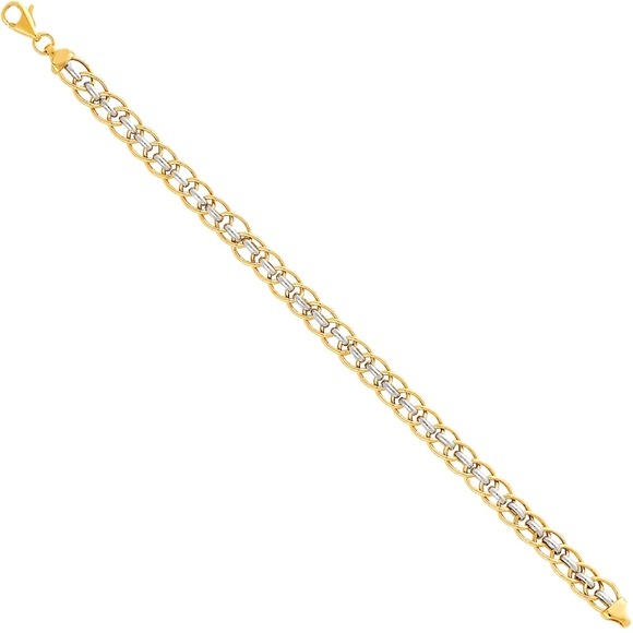 14K Solid Yellow White Gold Bracelete 7.5' inches - Picture 1 of 2